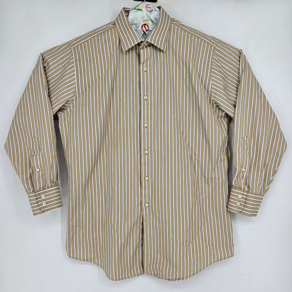 VTG Brooks Brothers Shirt Mens 17.5 34 Striped USA Long Sleeve Button Up Italy